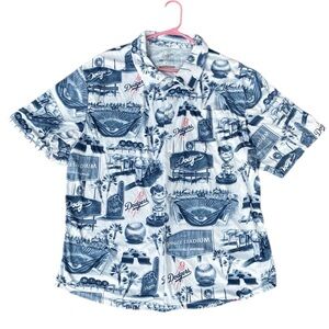 LA Dodgers white and blue button up fan shirt size men’s X-Large